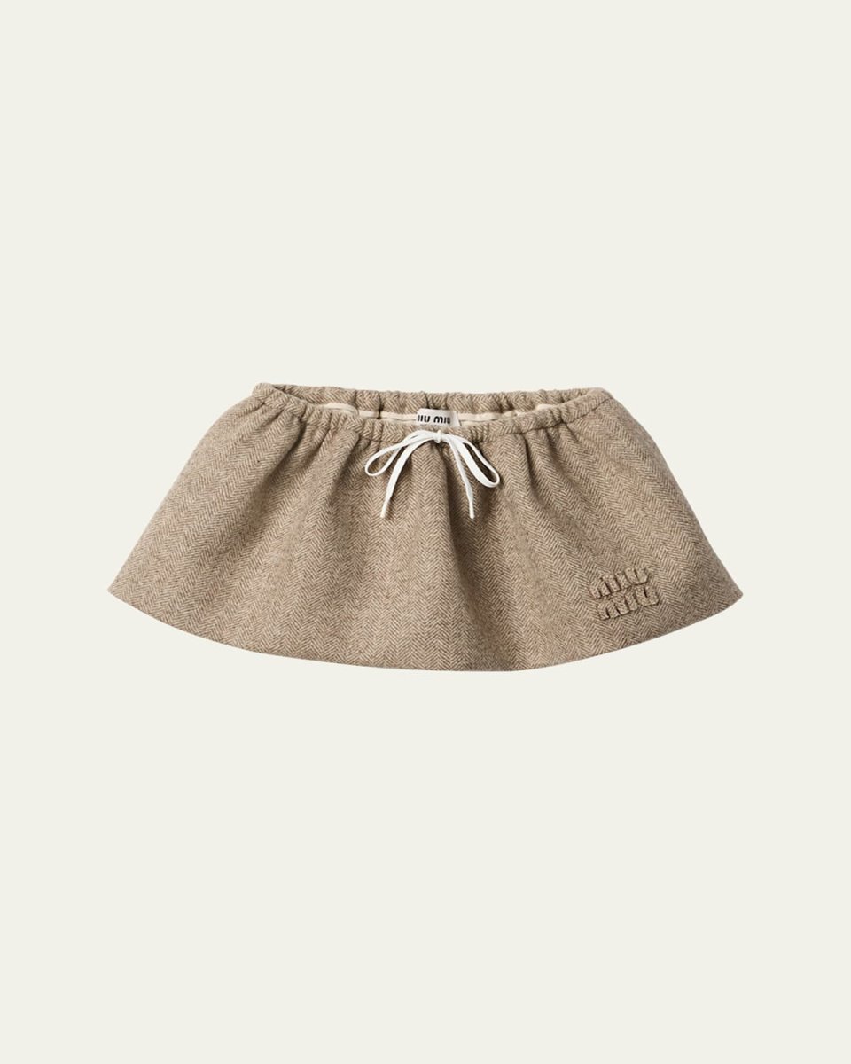 Drawstring Wool Micro Skirt