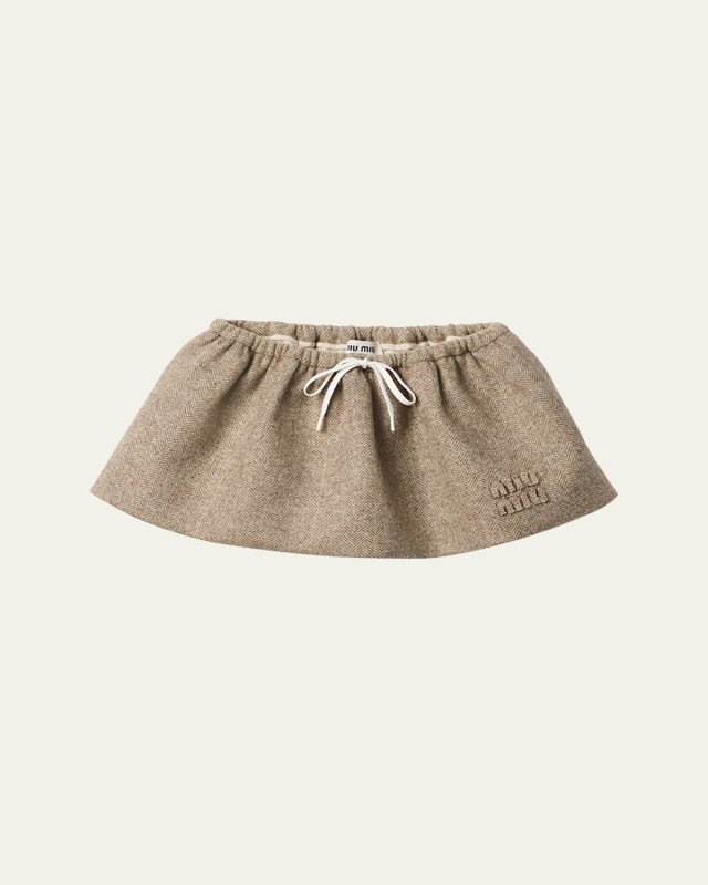 Drawstring Wool Micro Skirt