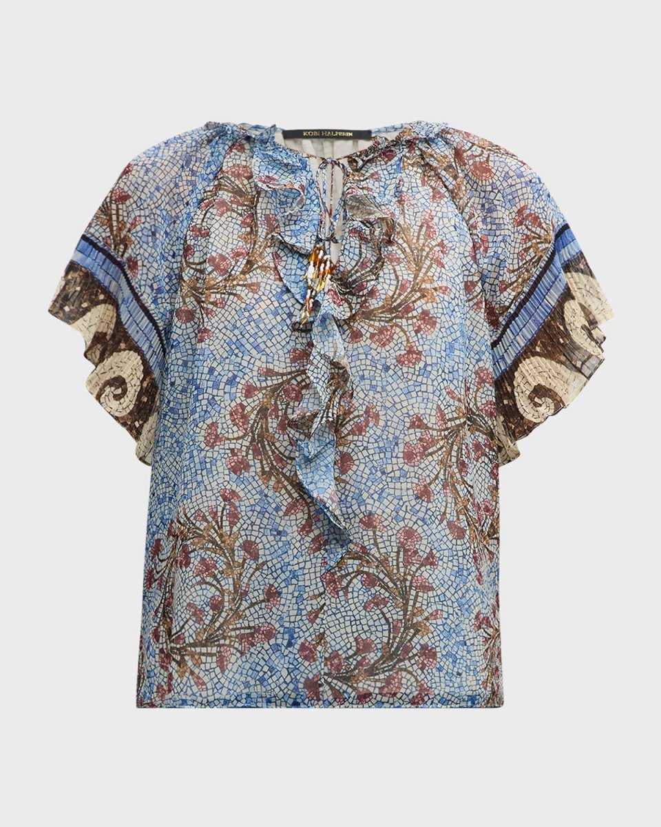 Deirdre Ruffle Floral-Print Blous