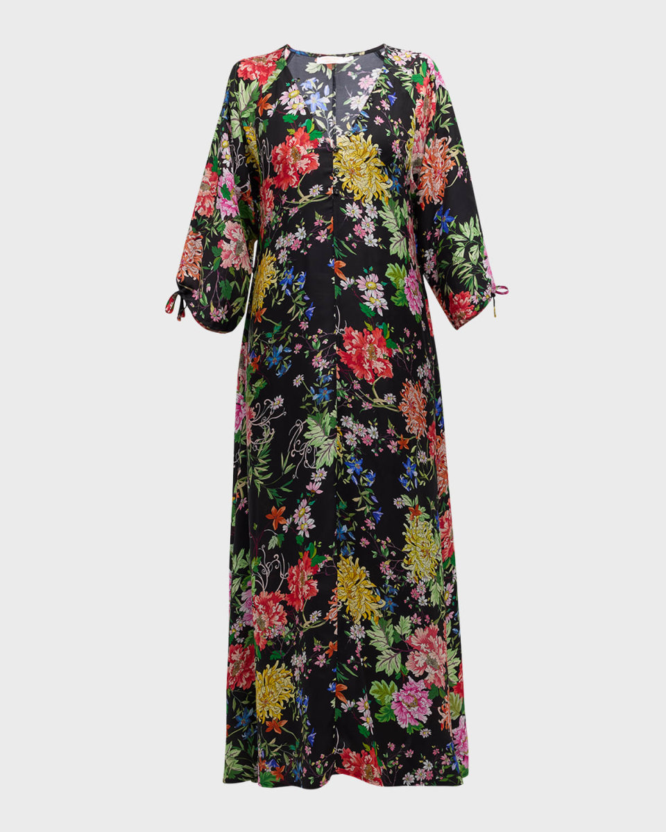 Metallic Mixed Floral Maxi Dress