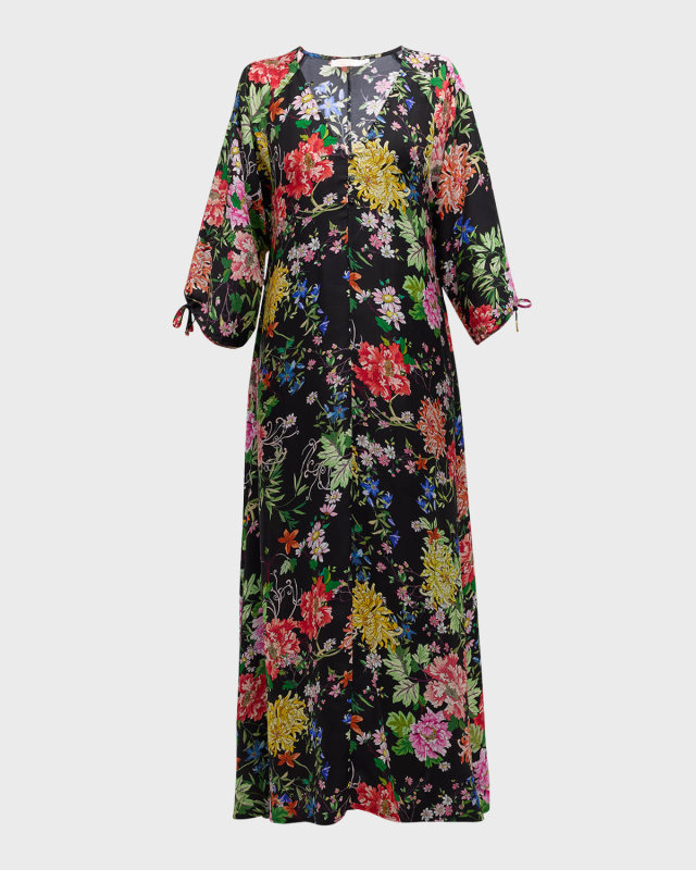 Metallic Mixed Floral Maxi Dress