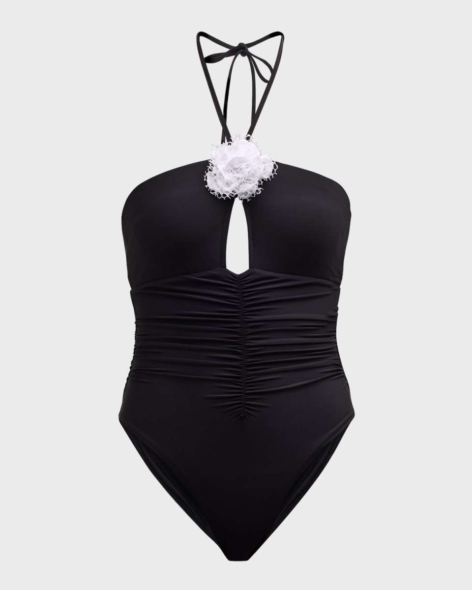 Rosette Ruched One-Piece Swimsuit