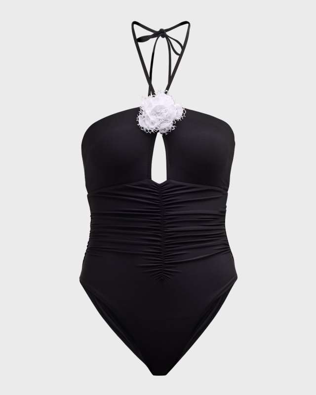 Rosette Ruched One-Piece Swimsuit