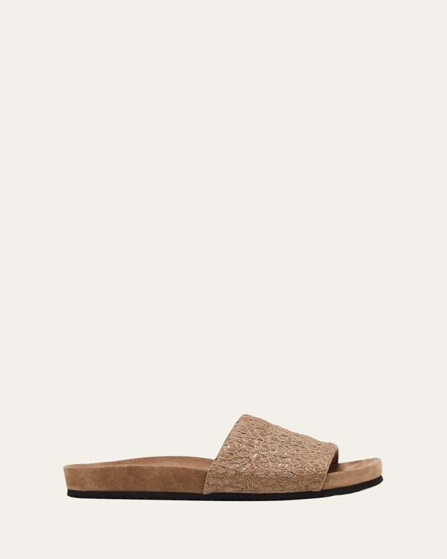 Croco Suede Slide Sandals