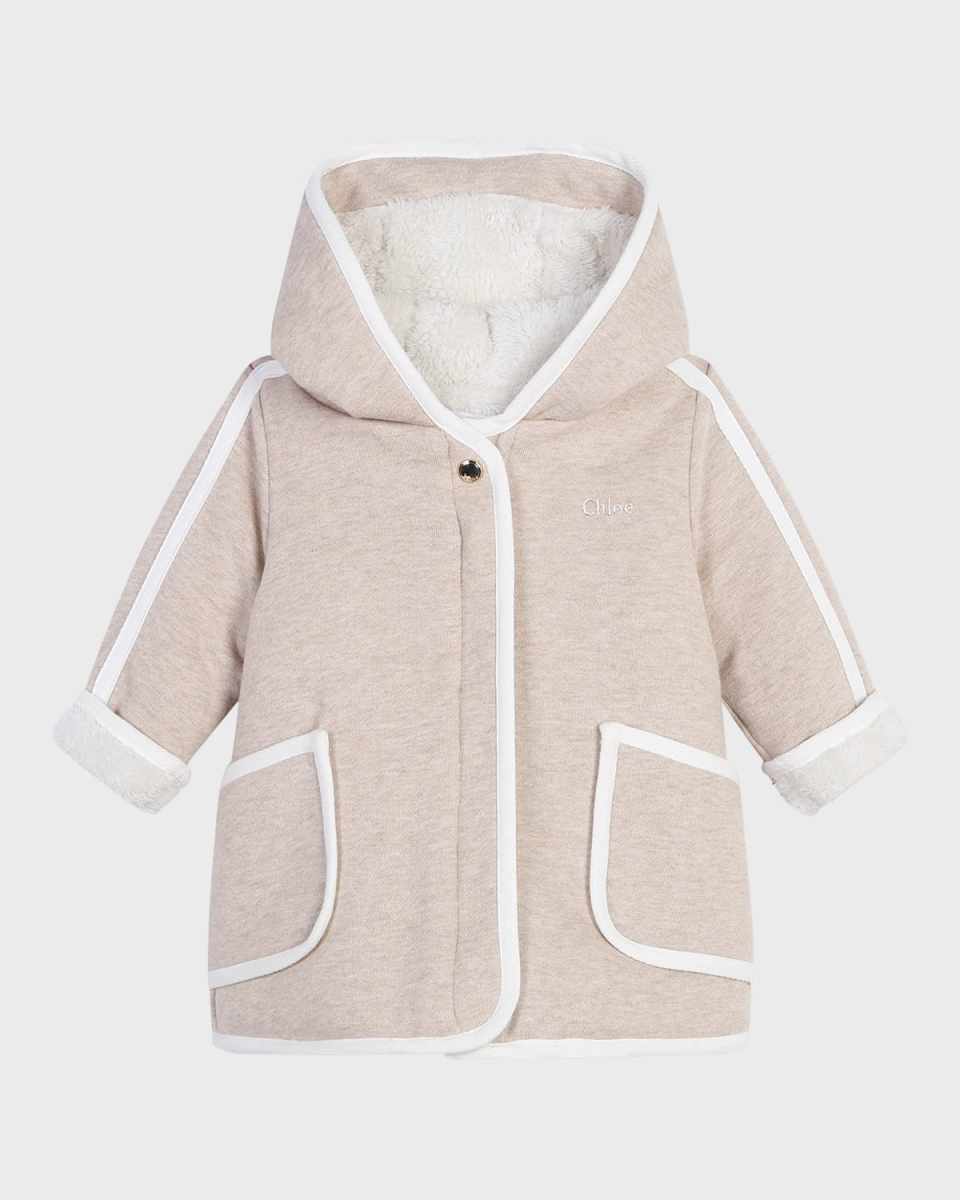 Girl's Logo-Print Embroidered Fleece Coat, Size 6M-3