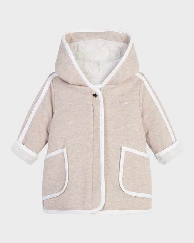 Girl's Logo-Print Embroidered Fleece Coat, Size 6M-3