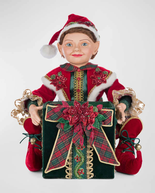 Elf Holding Gift Candy Bowl