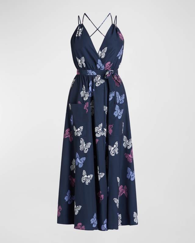 Amelia Butterfly Wrap Maxi Dress