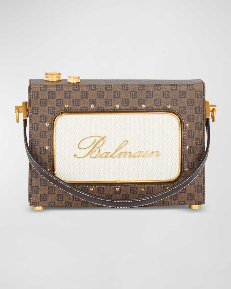 Radio Monogram Crossbody Bag in Waxed Canvas and Leather