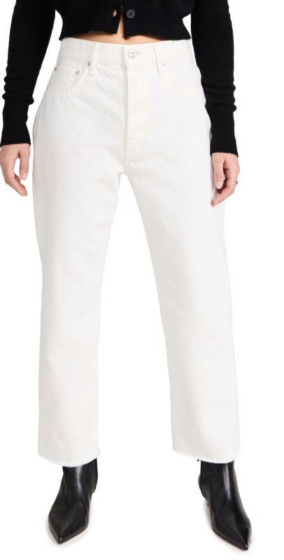 MOUSSY VINTAGE Robco Wide Straight Cropped White Jeans White