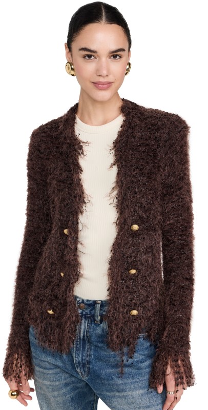 L'AGENCE Azure Cardigan Blazer Chocolate Ganache