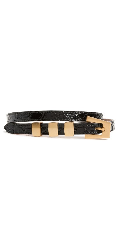 BY FAR Vic Black Circular Croco Embossed Leather Black