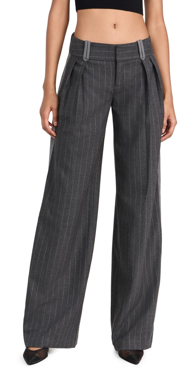 alice + olivia Eric Racing Stripe Pants Charcoal Pinstripe