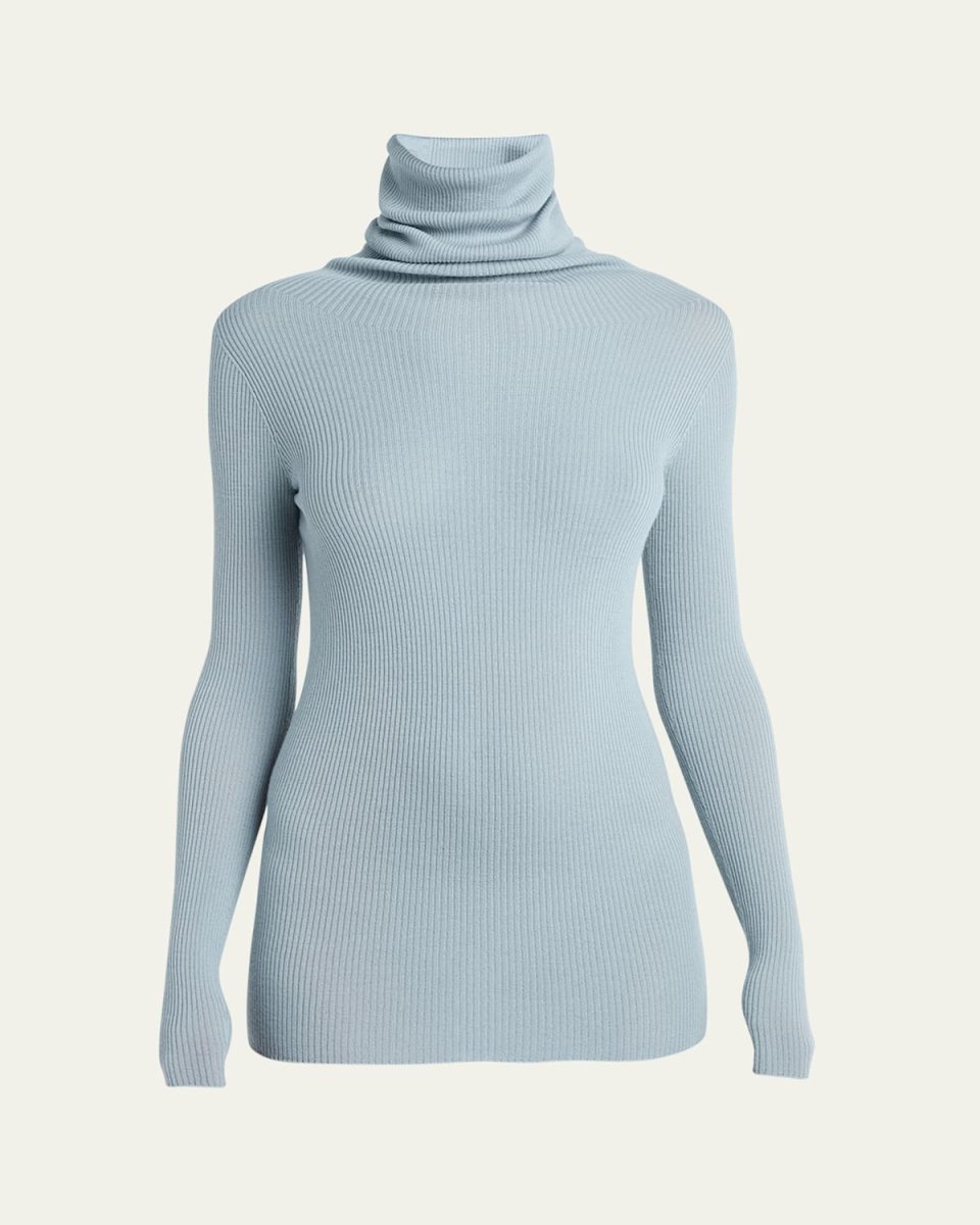 Ribbed Wool Turtleneck Sweat