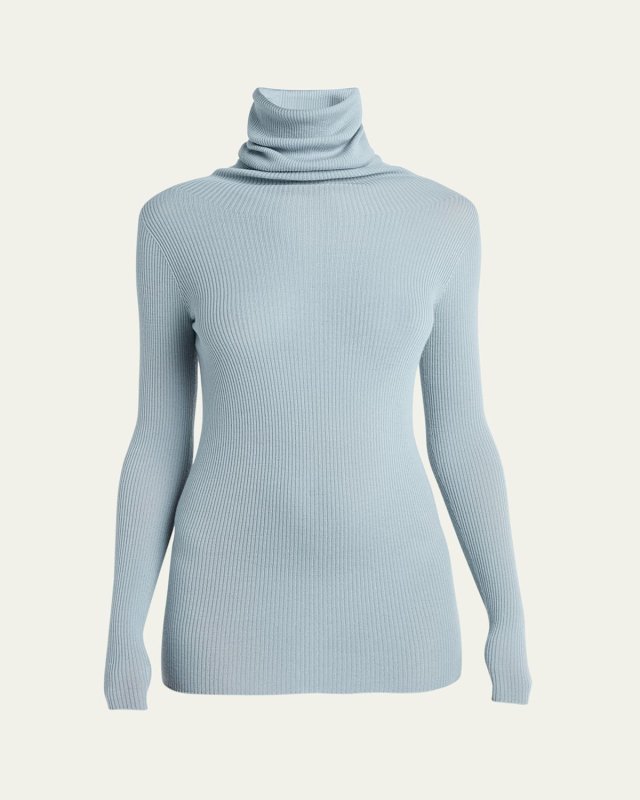 Ribbed Wool Turtleneck Sweat