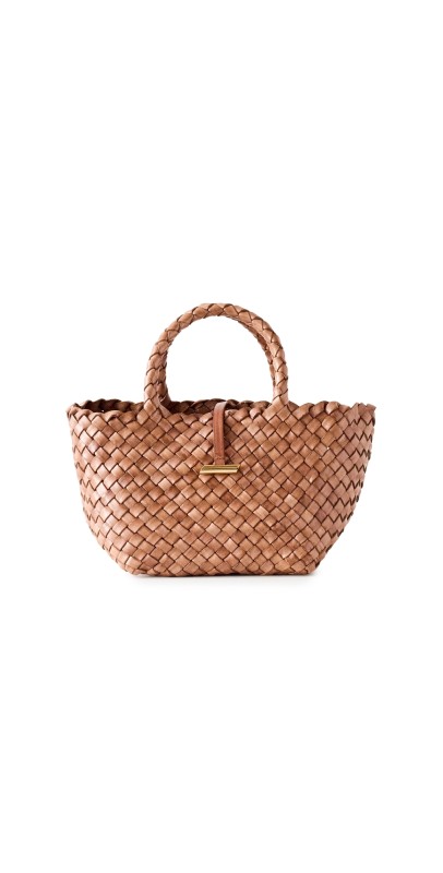 Little Liffner Leather Mini Basket Tote Light Brown