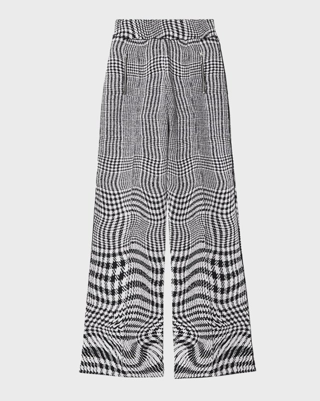 Degrade Wavy Check Straight-Leg Pants