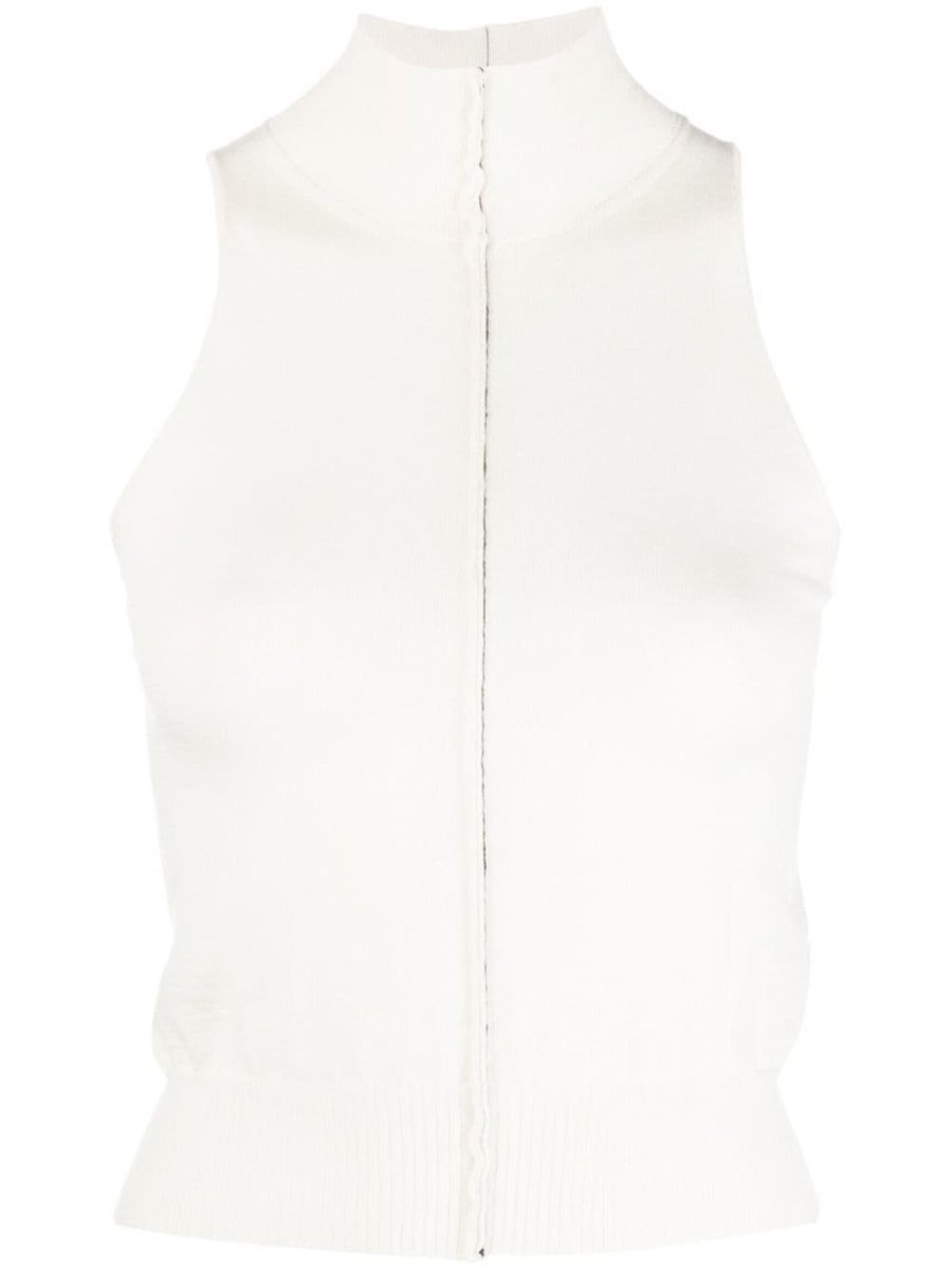raw-hem cashmere knitted top
