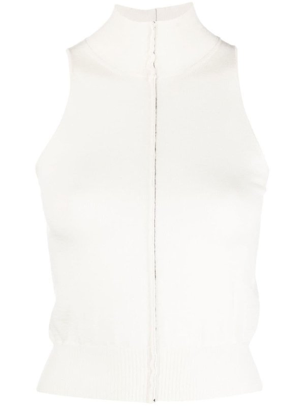 raw-hem cashmere knitted top