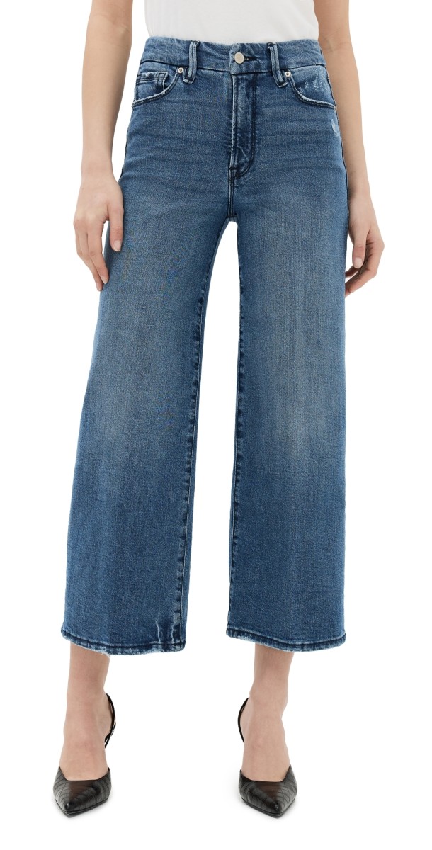 Good American Good Waist Palazzo Crop Jeans Indigo338