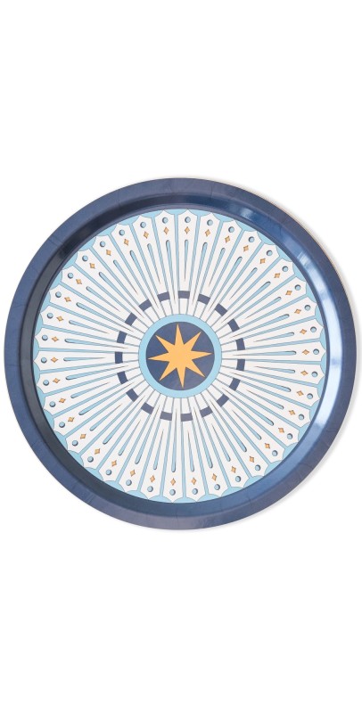 La DoubleJ Round Printed Tray Blu
