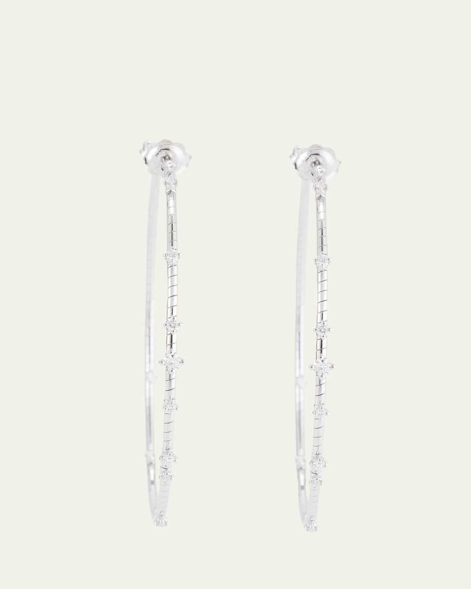 18K White Gold 60mm Diamond Hoop Earrings