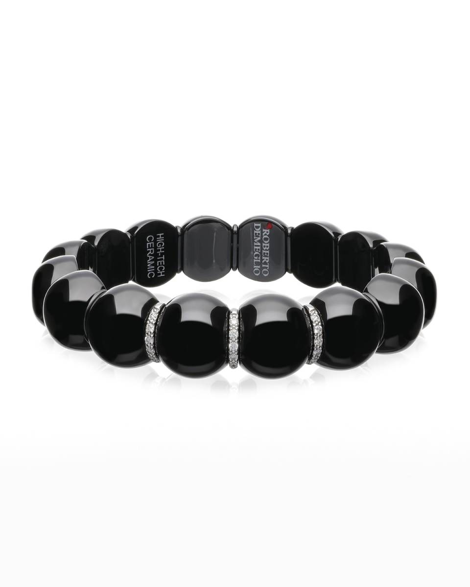 Dama Ceramic Beaded Diamond Station Stretch Bracelet