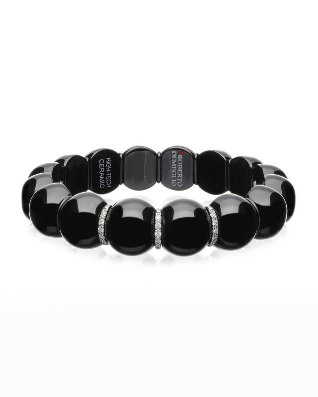 Dama Ceramic Beaded Diamond Station Stretch Bracelet