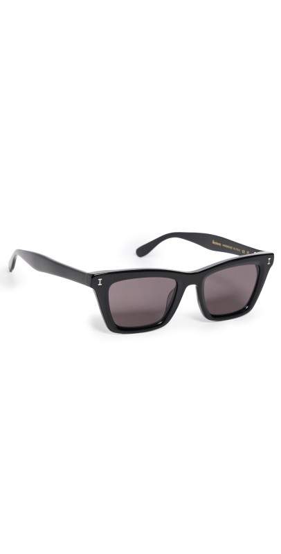 Illesteva Portugal Black Sunglasses Black w/ Grey Flat Lenses