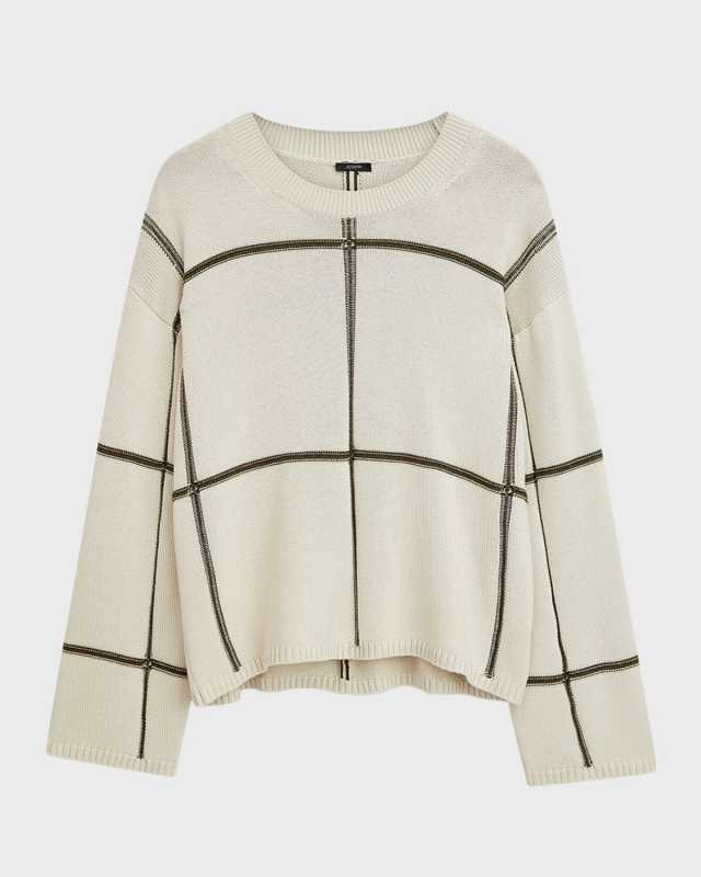 Crewneck Grid Intarsia Sweater