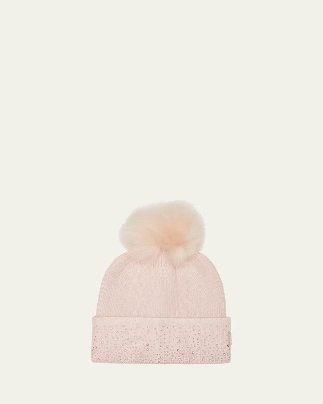 Embellished Toscana Lamb Pom Knit Beanie
