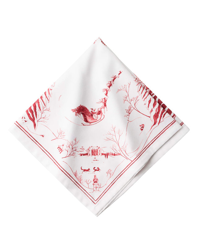 Country Estate Winter Frolic Napkin- Ruby