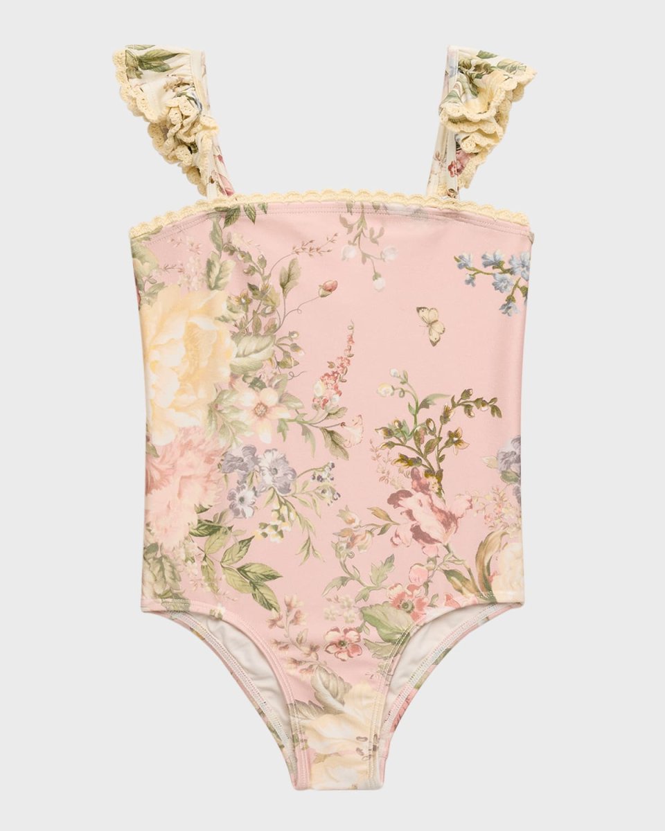 Girl's Waverly Floral-Print One-Piece Swimsuit, Size 1-10