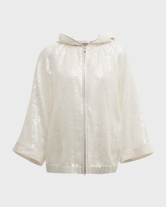 Cripsy Silk Paillette Hooded Jacket