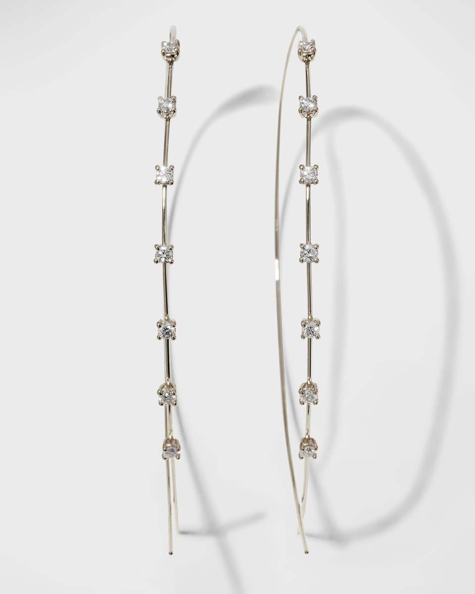 Large Solo Upside Down Diamond Hoop Earrings