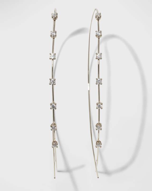 Large Solo Upside Down Diamond Hoop Earrings
