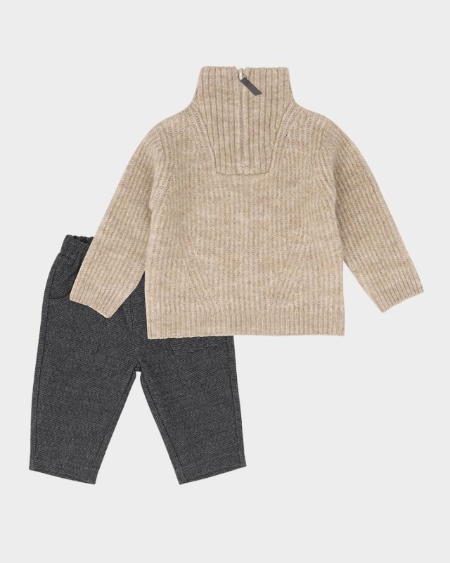 Boy's Quarter Zip Sweater & Pants Set, Size 3M-24