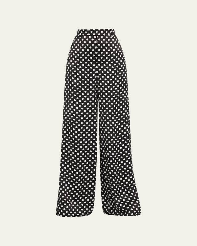 Polka-Dot Wide-Leg Trousers