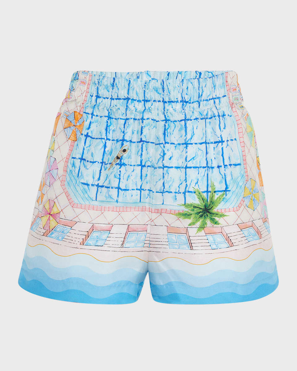 Pool Print Silk Shorts