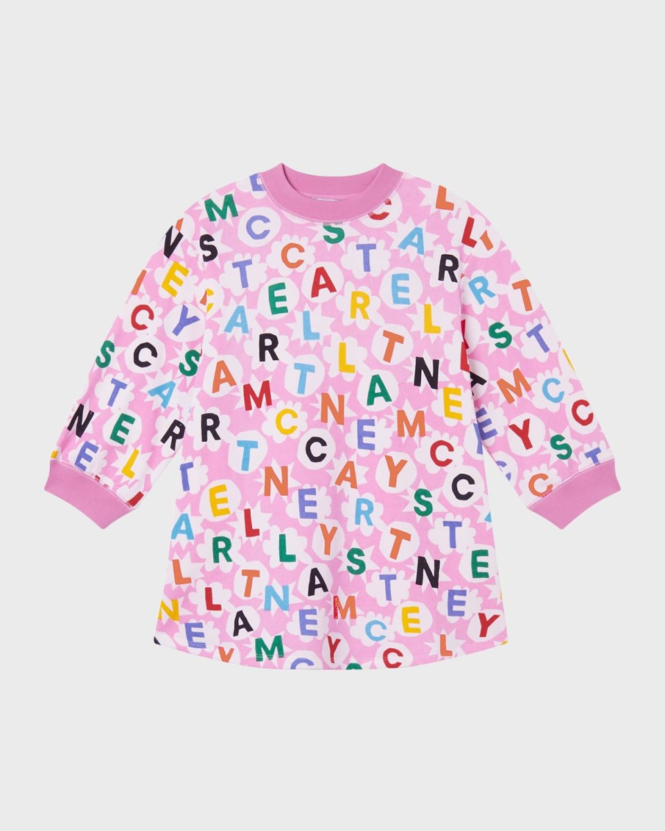 Girl's Multicolor Logo-Print Fleece Dress, Size 4-