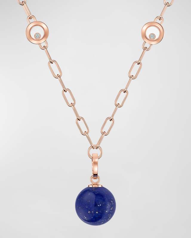 Happy Diamonds Planet 18K Rose Gold Lapis Lazuli Necklace