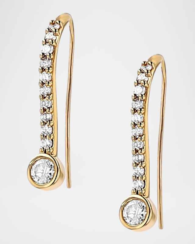 14K Diamond Bezel French Hook Earrings