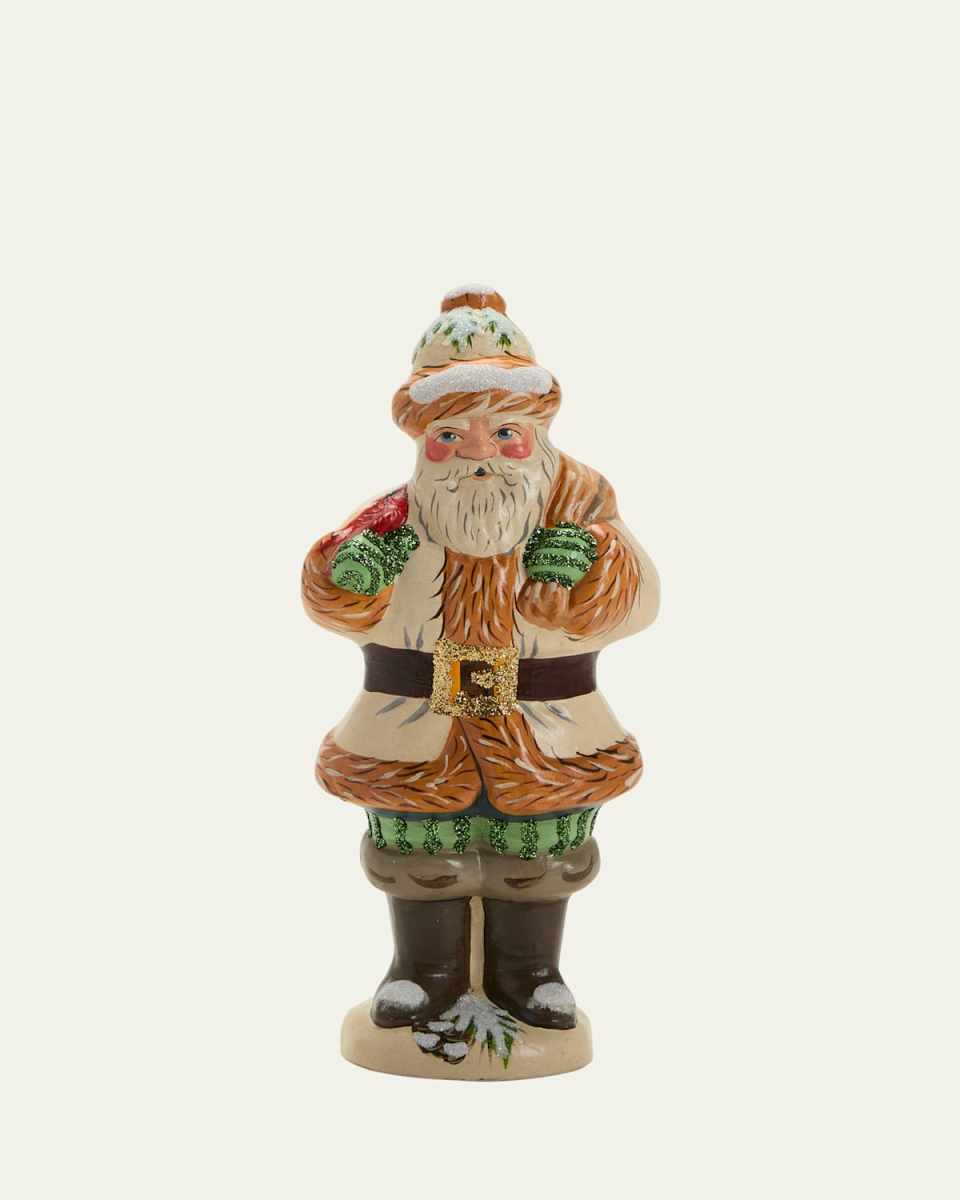 Santa Holding Cardinal Christmas Figuirine