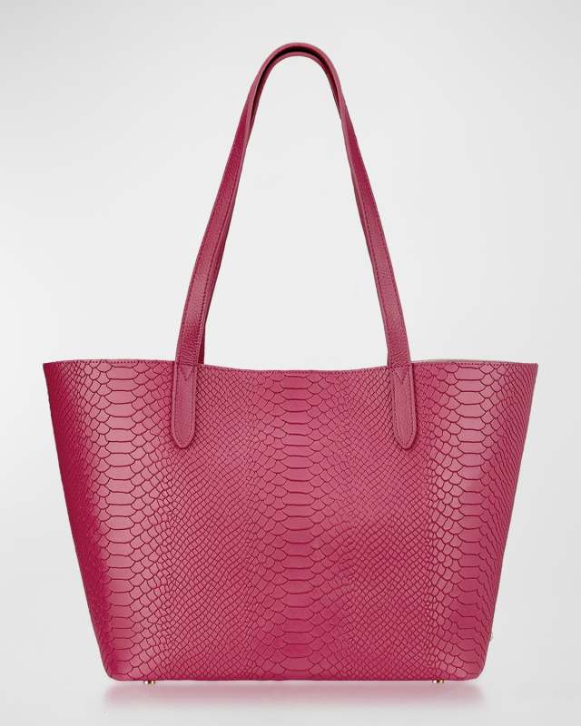 Teddie Python-Embossed Shopper Tote Bag