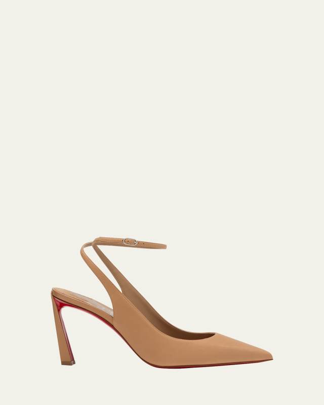 Condora Leather Red Sole Ankle-Strap Pumps