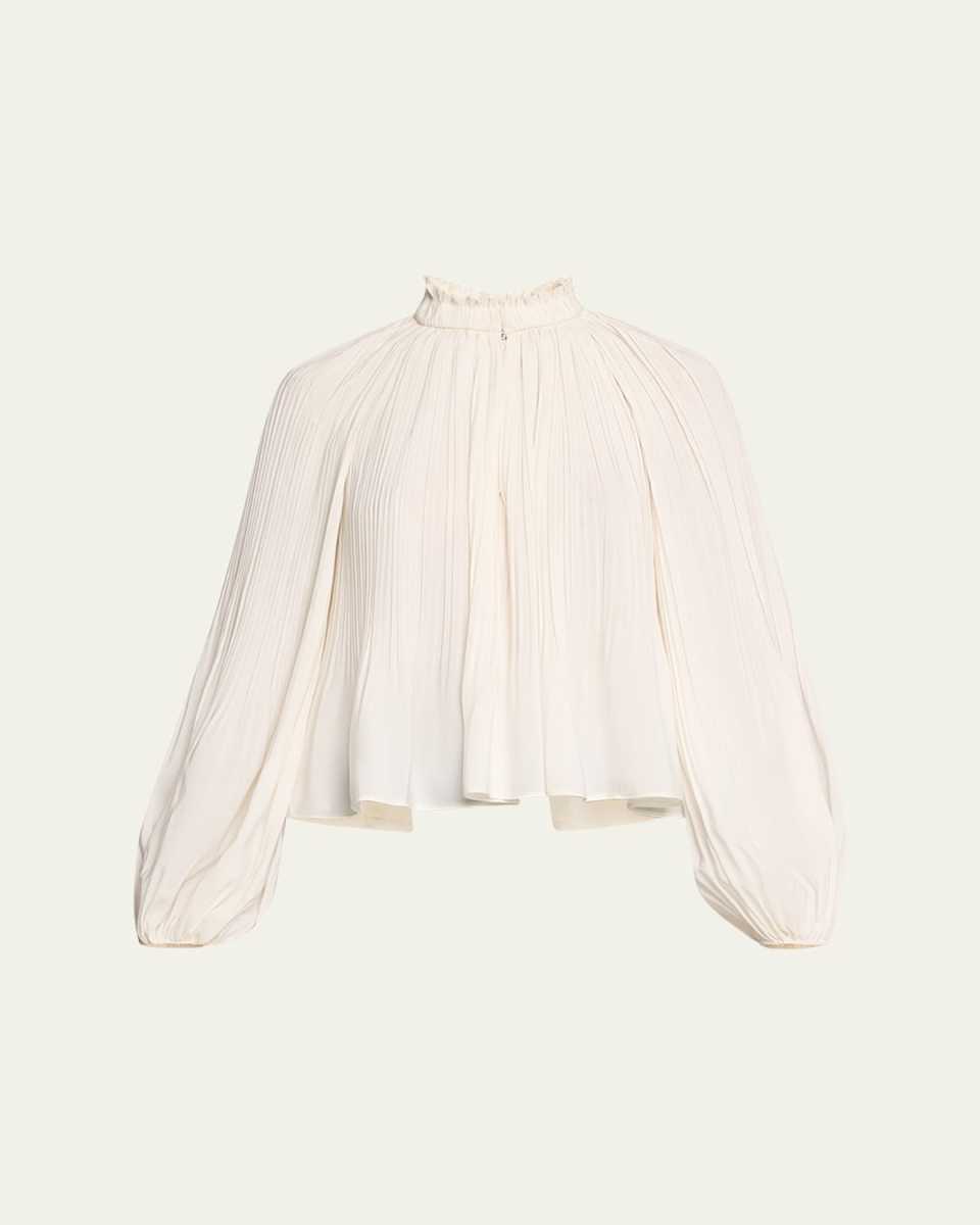 Walker Pleated Long-Sleeve Top