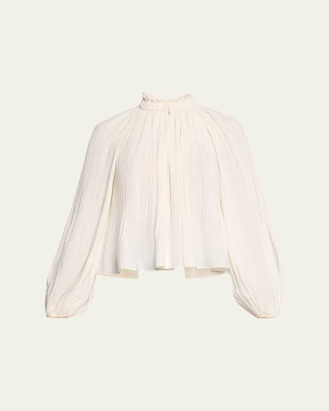 Walker Pleated Long-Sleeve Top