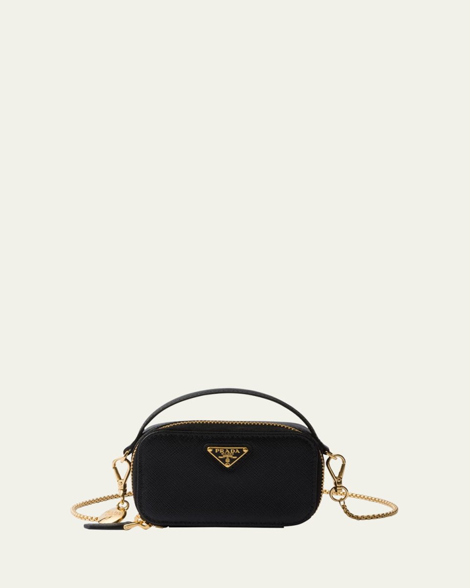Mini Zip Saffiano Leather Crossbody Bag