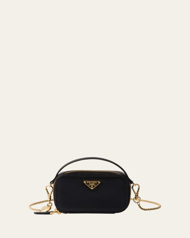 Mini Zip Saffiano Leather Crossbody Bag