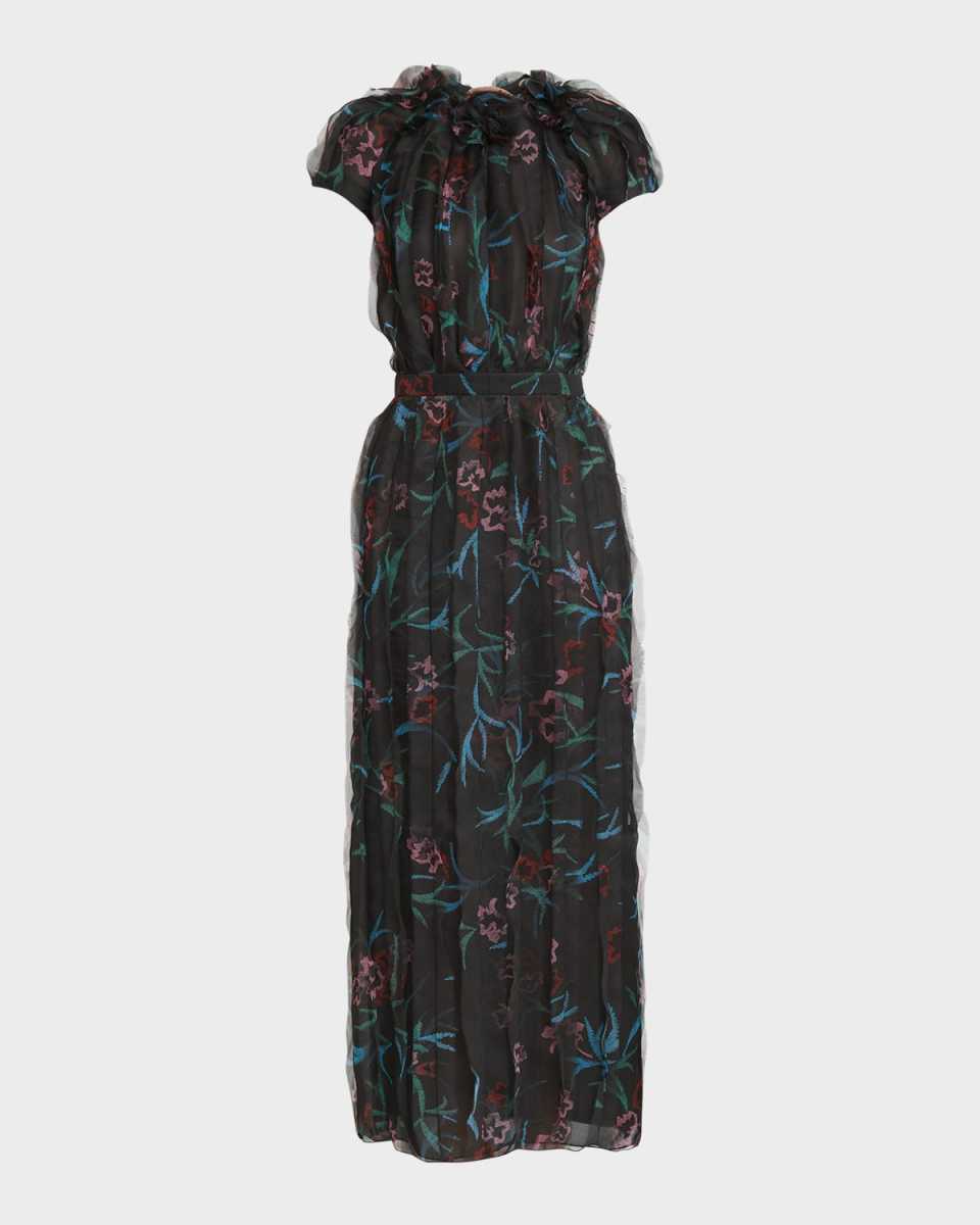 Floral Embroidered Organza Gown